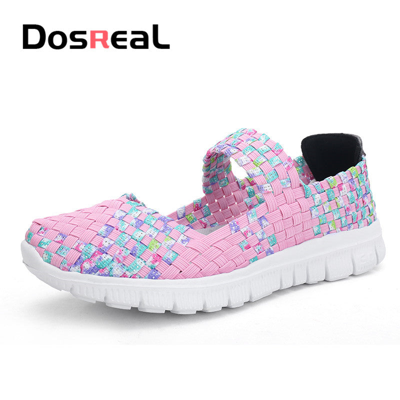 Dosreal Women New Arrival Casual Shoes Ladies Colorful Woven Shoes Light Fashion Flats Shoes Sneakers For Females Big Size