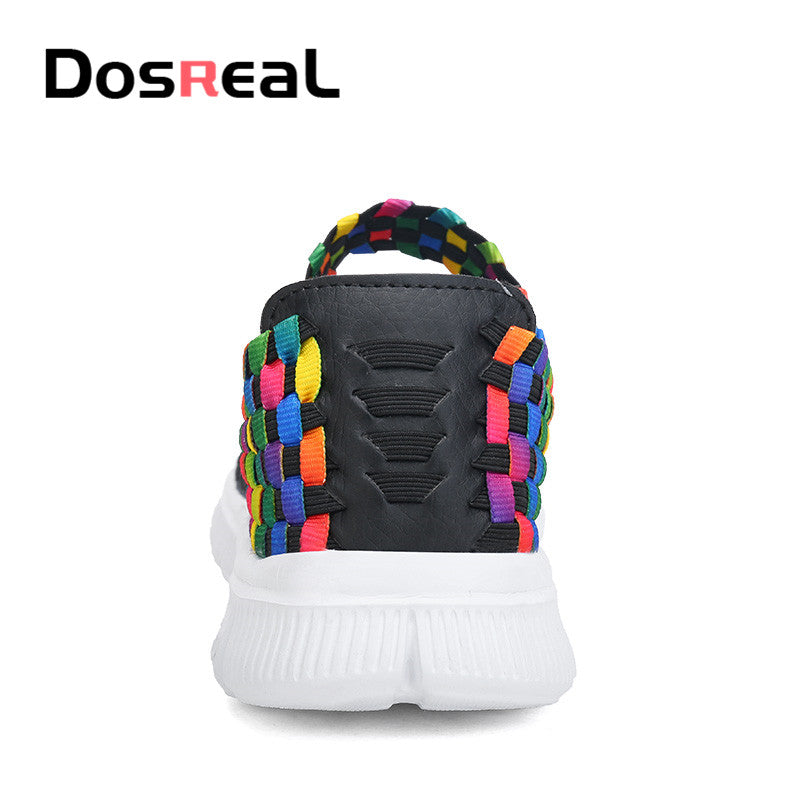 Dosreal Women New Arrival Casual Shoes Ladies Colorful Woven Shoes Light Fashion Flats Shoes Sneakers For Females Big Size