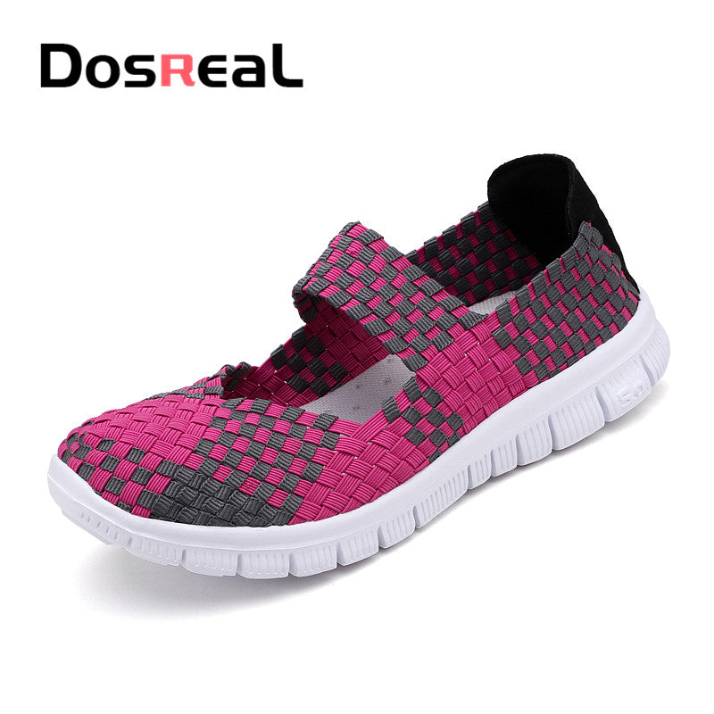 Dosreal Women New Arrival Casual Shoes Ladies Colorful Woven Shoes Light Fashion Flats Shoes Sneakers For Females Big Size
