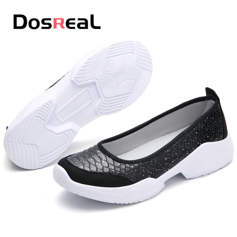 Dosreal Women Shallow Flats Shoes Summer Fashion Mesh Sneakers For Ladies Outdoor Casual Shoes Comfortable Walking Shoes Big
