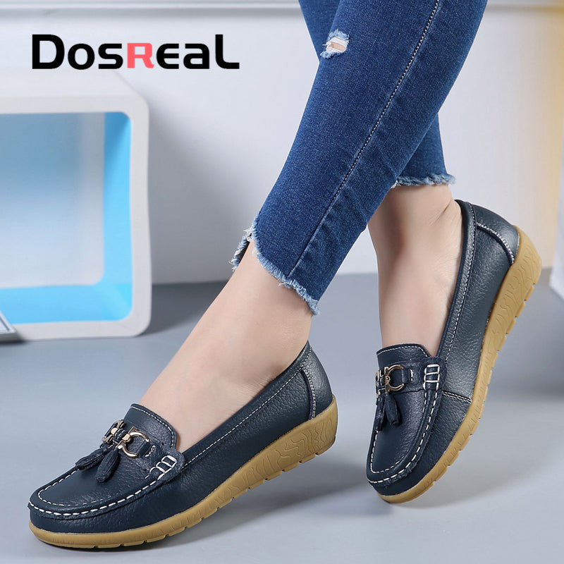 Dosreal Women Spring Casual Flats Shoes Ladies Fringe Fashion Loafers Large Size 44 Slip On Flats Female Loafers