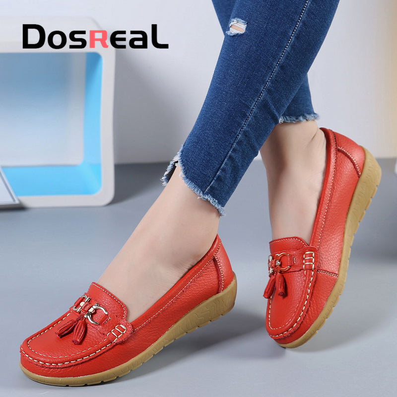 Dosreal Women Spring Casual Flats Shoes Ladies Fringe Fashion Loafers Large Size 44 Slip On Flats Female Loafers