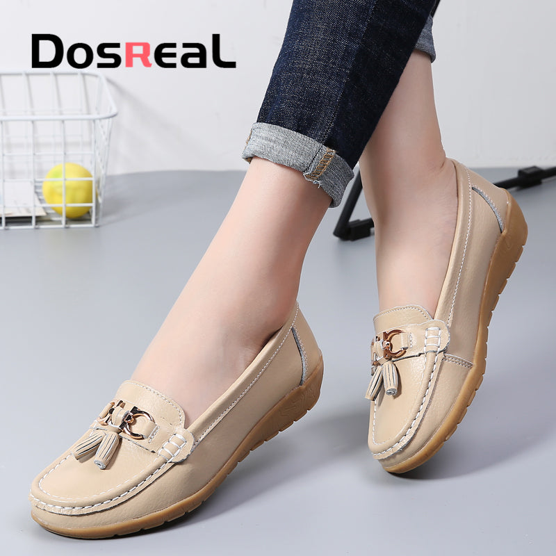 Dosreal Women Spring Casual Flats Shoes Ladies Fringe Fashion Loafers Large Size 44 Slip On Flats Female Loafers