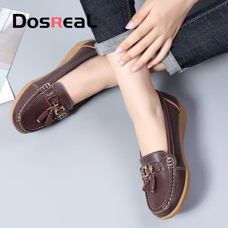 Dosreal Women Spring Casual Flats Shoes Ladies Fringe Fashion Loafers Large Size 44 Slip On Flats Female Loafers