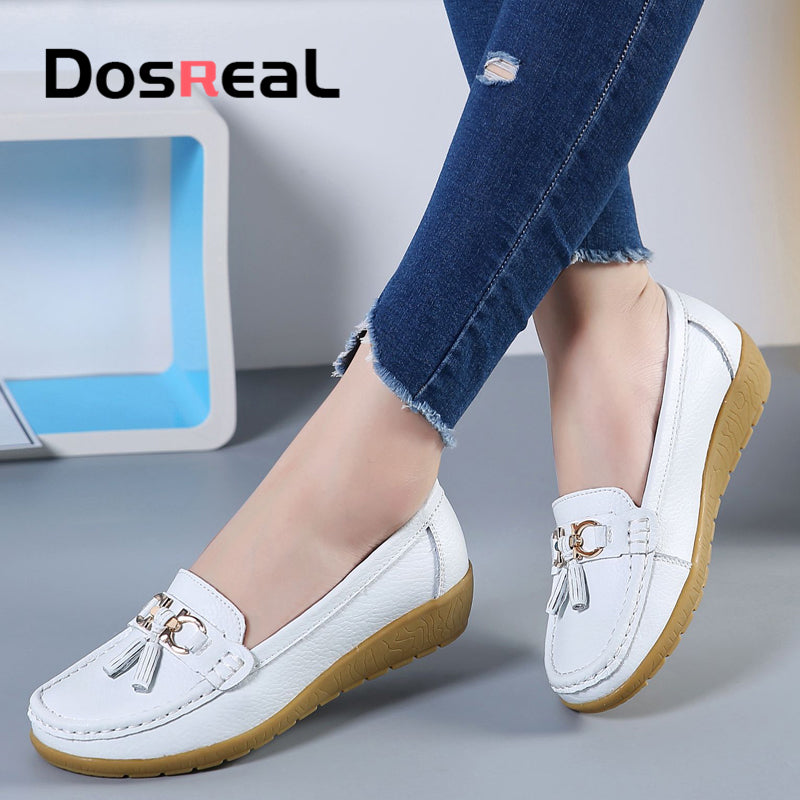 Dosreal Women Spring Casual Flats Shoes Ladies Fringe Fashion Loafers Large Size 44 Slip On Flats Female Loafers