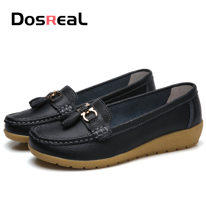 Dosreal Women Spring Casual Flats Shoes Ladies Fringe Fashion Loafers Large Size 44 Slip On Flats Female Loafers