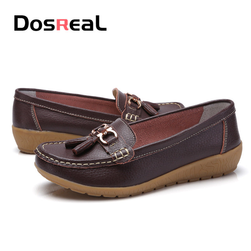 Dosreal Women Spring Casual Flats Shoes Ladies Fringe Fashion Loafers Large Size 44 Slip On Flats Female Loafers