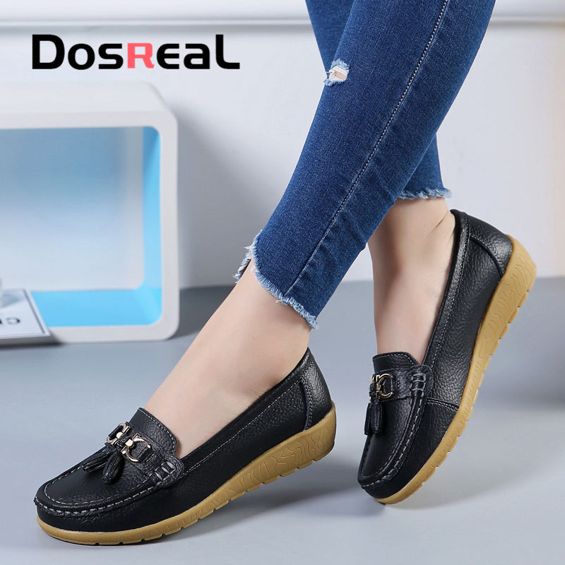 Dosreal Women Spring Casual Flats Shoes Ladies Fringe Fashion Loafers Large Size 44 Slip On Flats Female Loafers