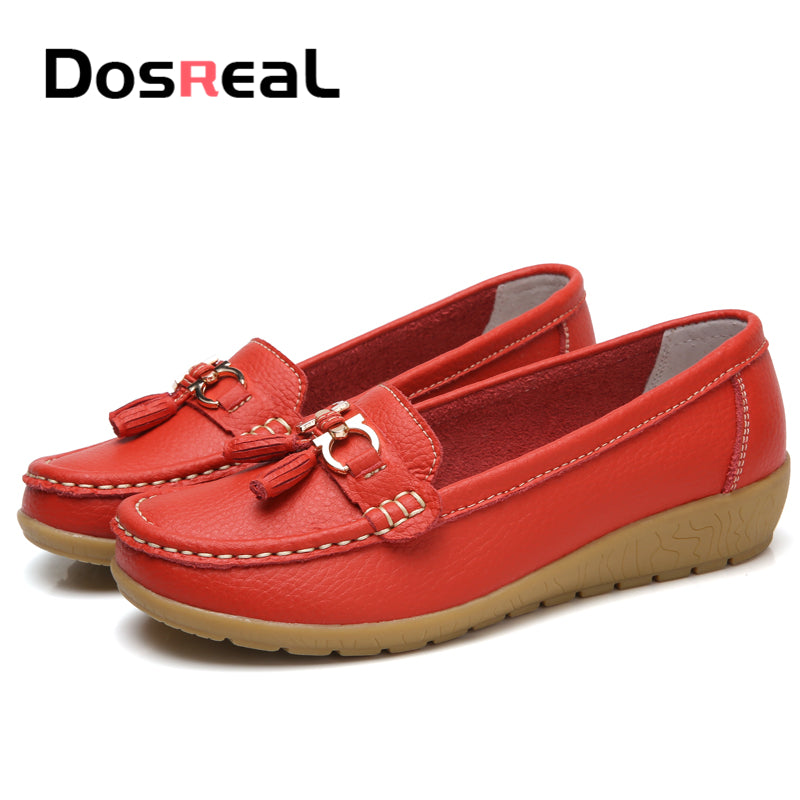 Dosreal Women Spring Casual Flats Shoes Ladies Fringe Fashion Loafers Large Size 44 Slip On Flats Female Loafers