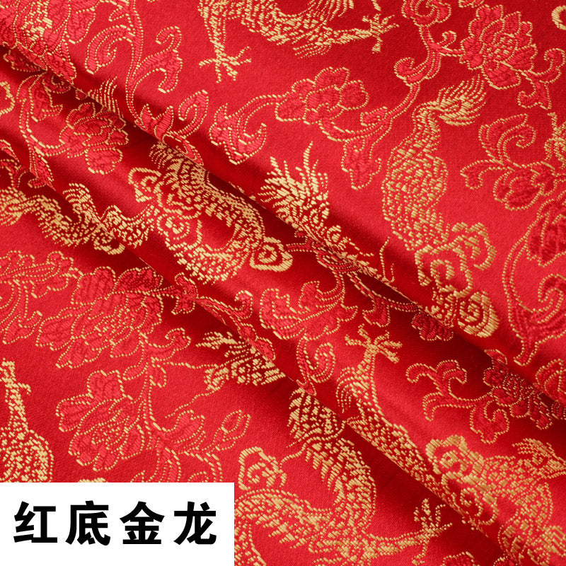 Dragon Cheongsam Brocade Fabric 90*100Cm Chinese Style Tang Costume Silk Clothing Diy For Dress Cothes Bags Wedding Curtains
