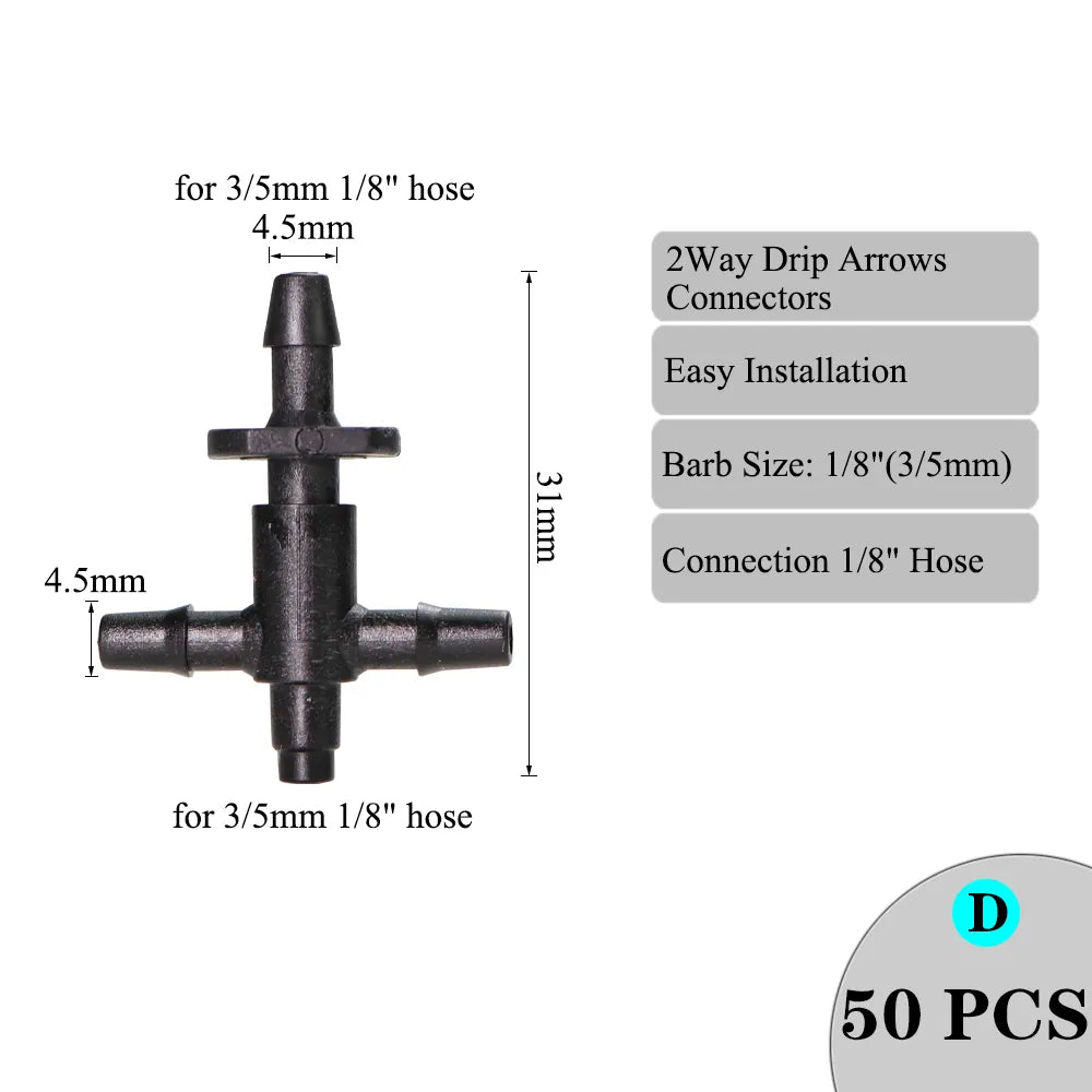 Drip Irrigation Sprinkler 1/8" 4 Way Water Pipe Connector 4/7Mm To 3/5Mm Hose Bend Arrow Emitter Dripper Garden Watering Fitting