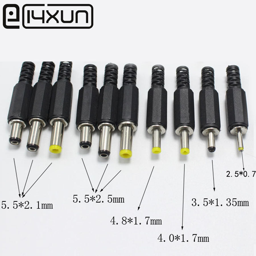 Eclyxun 5Pcs 5.5X2.5 5.5X2.1 4.8X1.7 4.0X1.7 3.5X1.35 2.5X0.7Mm Male Dc Power Plug Connector 180 Degree Plugs