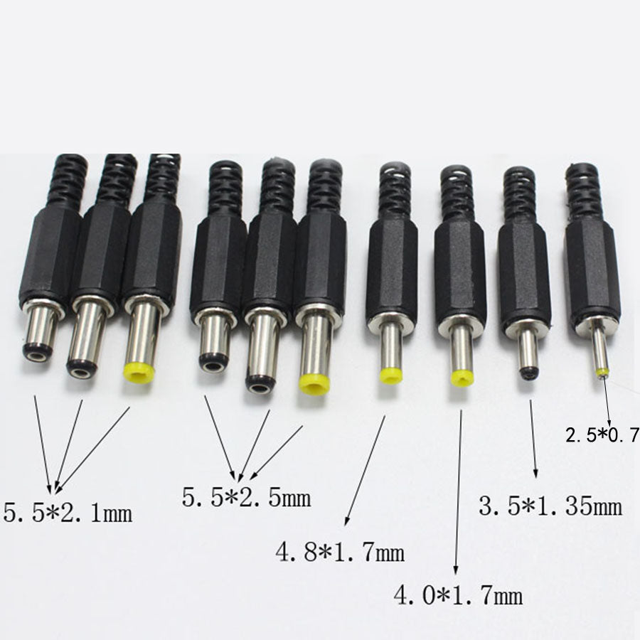 Eclyxun 5Pcs 5.5X2.5 5.5X2.1 4.8X1.7 4.0X1.7 3.5X1.35 2.5X0.7Mm Male Dc Power Plug Connector 180 Degree Plugs