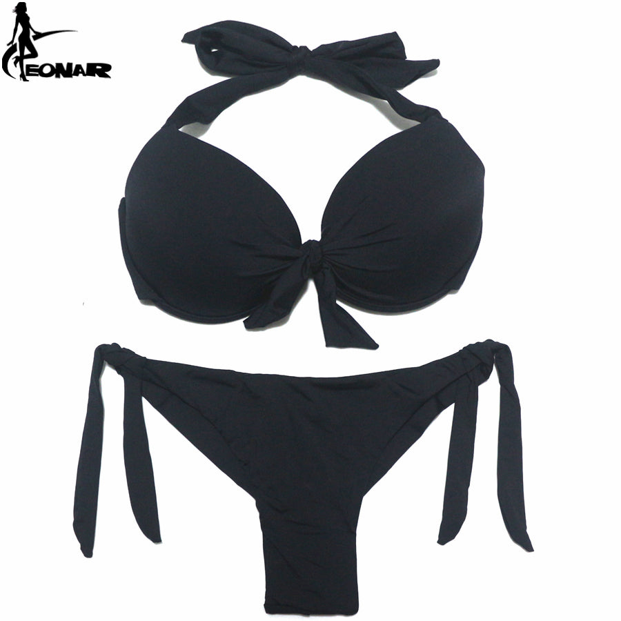 Eonar Bikini Solid Swimsuits Women Push Up Bikini Set Brazilian Cut/Classic Bottom Bathing Suits Sexy Plus Size Swimwear