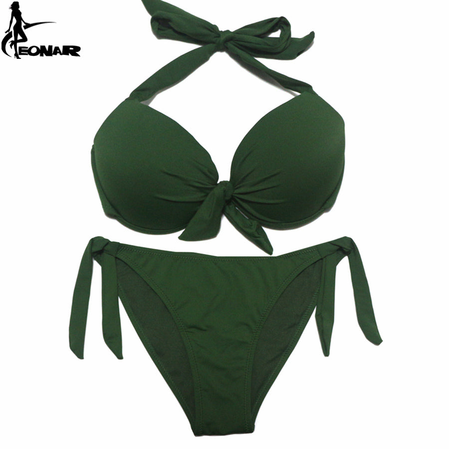Eonar Bikini Solid Swimsuits Women Push Up Bikini Set Brazilian Cut/Classic Bottom Bathing Suits Sexy Plus Size Swimwear