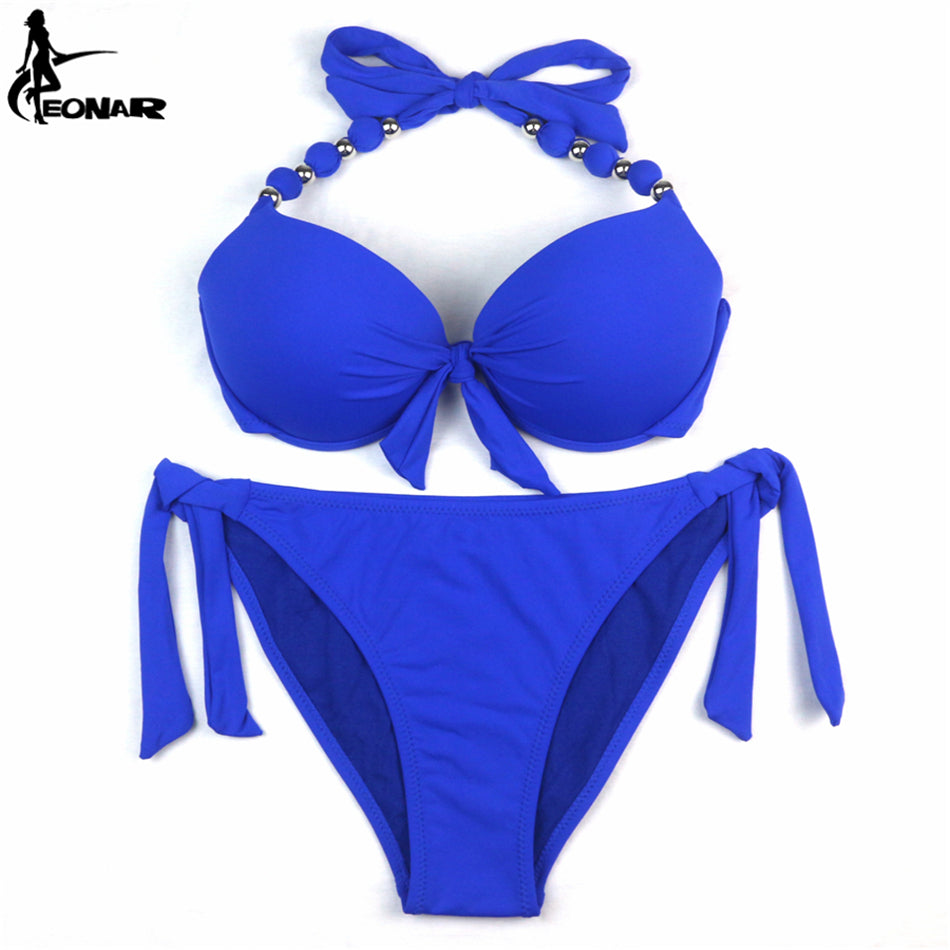 Eonar Swimwear Women 2022 Solid Brazilian Bikini Set Sexy Push Up Swimsuit Bathing Suit Women Beach Wear Plus Size Swimwear Xxl