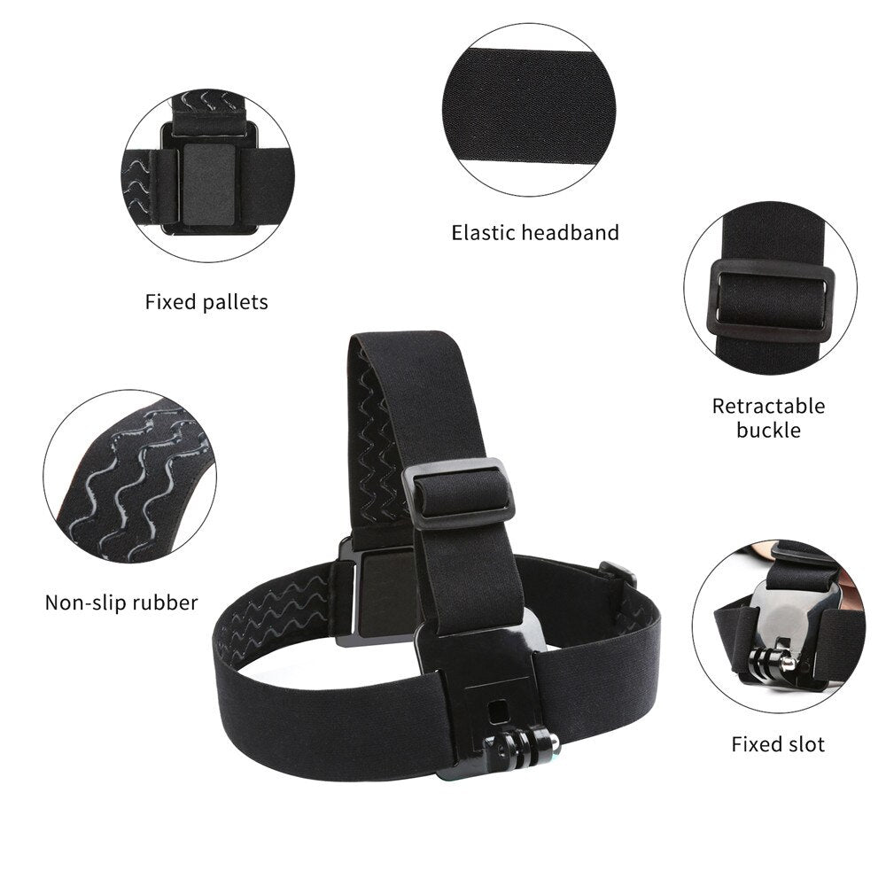 Elastic Adjustable Harness Head Strap Mount Belt For Gopro Hd Hero 1/2/3/4/5/6/7/8 Sjcam Black Action Camera