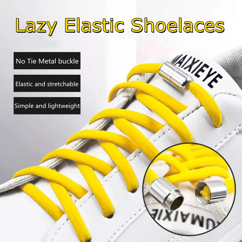 Elastic No Tie Shoelaces Semicircle Shoe Laces For Kids And Adult Sneakers Shoelace Quick Lazy Metal Lock Laces Shoe Strings