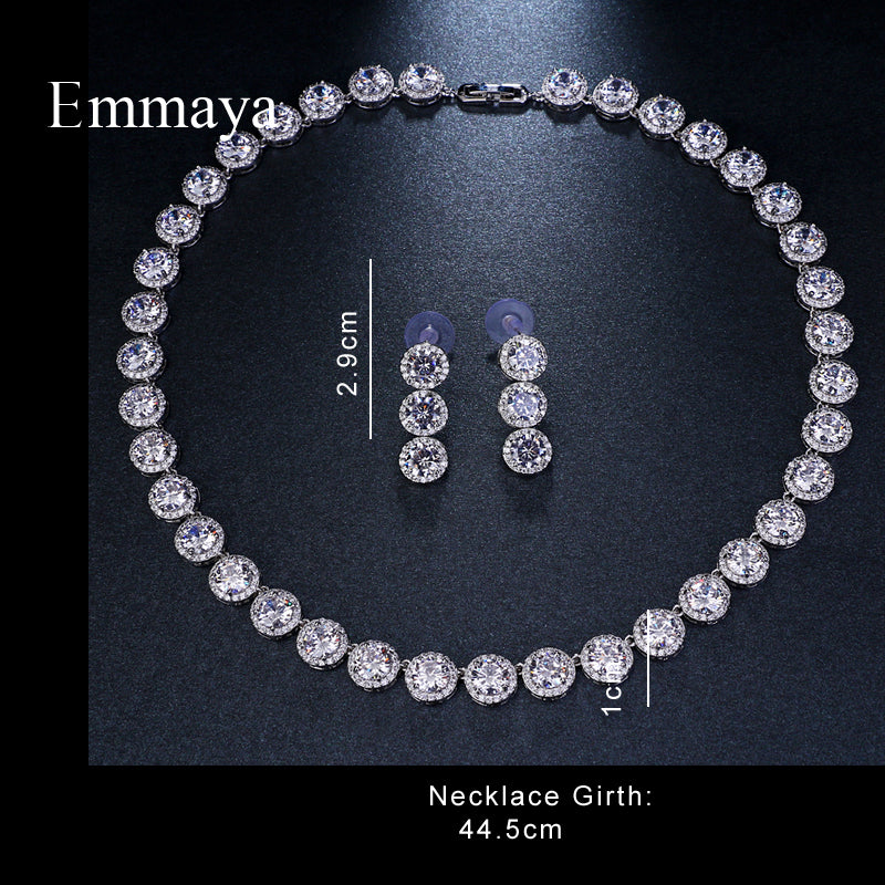 Emmaya Brand Gorgeous Round White Gold Color Aaa Cubic Zircon Wedding Jewelry Sets For Lover Brides Popular  Gift