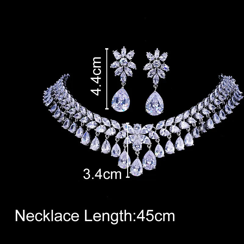 Emmaya Luxury Cubic Zirconia Bridal Jewelry Sets Tear Drop Crystal Rhinestone Party Wedding Jewelry Necklace Sets
