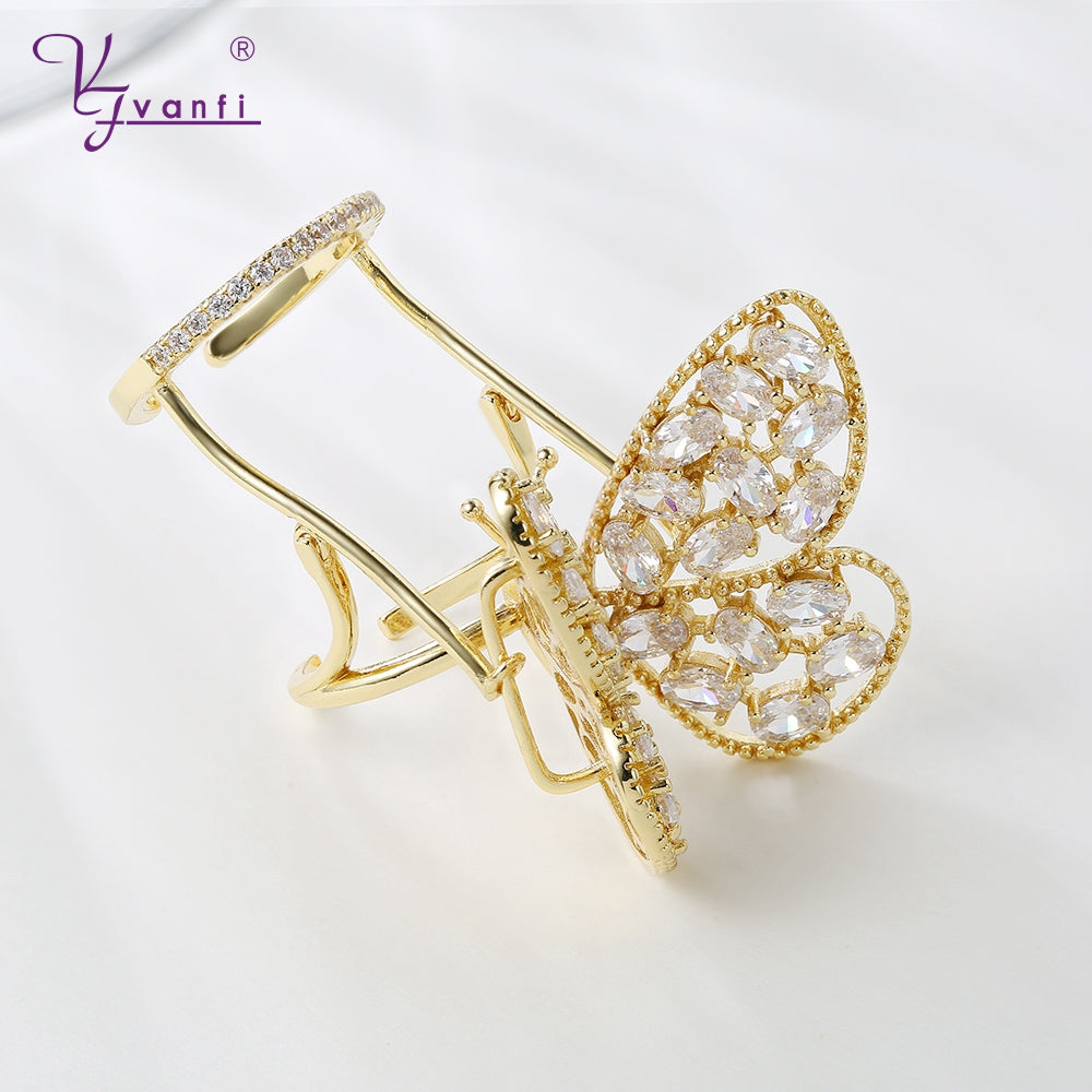 Factory Promotions Gold Color Moving Butterfly Action Shape Jewerly Ring High Quality Rings For Women Gift Free Size