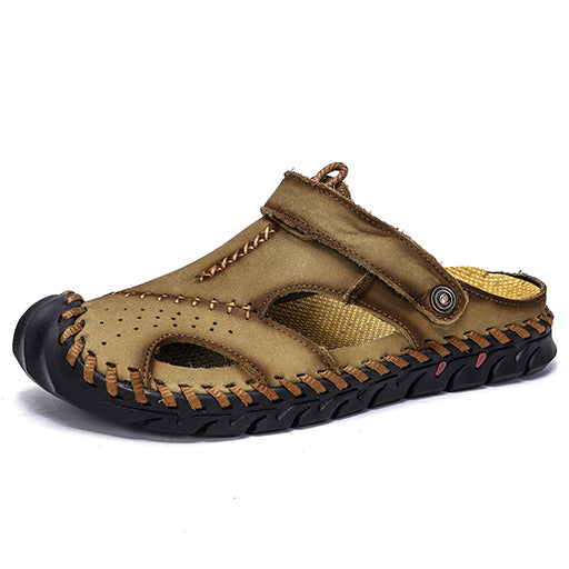 Fashion Mens Sandals Genuine Leather Summer Beach Slippers Male Non-Slip Soft Comfortable Outdoor Shoes High Quality Man Sandals