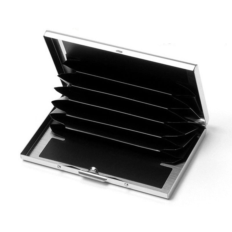 Fashion Solid Men'S Stainless Steel Credit Card Holder Id Business Bank Card Case Metal Wallet For Women 6 Slots