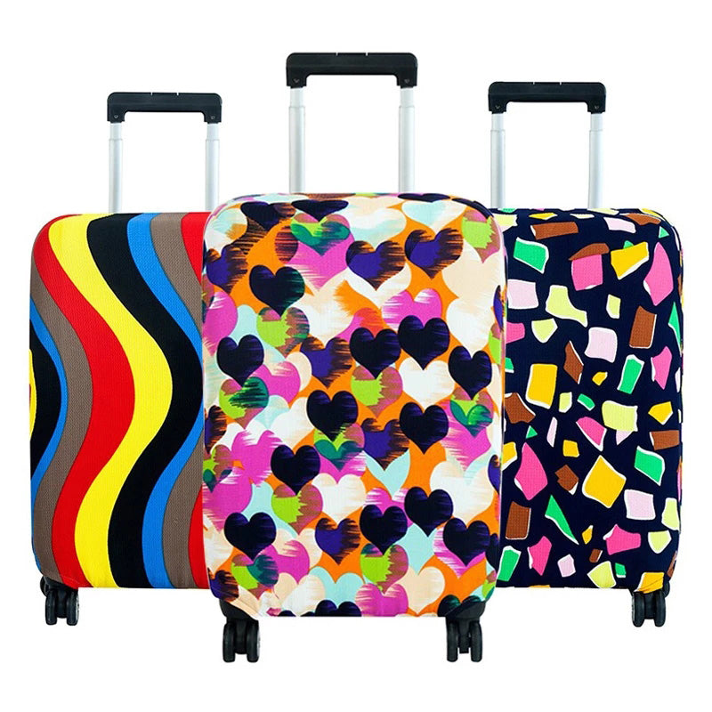 Fashion Suitcase Cover High Elastic Stripe Love Heart Shaped Luggage Case Dust Cover For18-32Inch Suitcase Essential Accessories