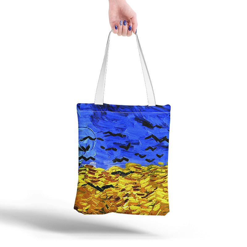 Fashion Van Gogh Shopping Bag Sunflower Oil Painting  Canvas Tote Bag Retro Art Fashion Travel Bag Women Leisure Shopping Bag