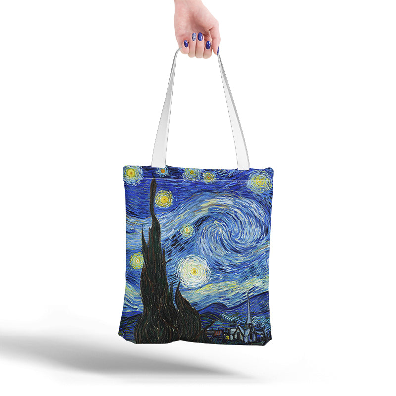 Fashion Van Gogh Shopping Bag Sunflower Oil Painting  Canvas Tote Bag Retro Art Fashion Travel Bag Women Leisure Shopping Bag