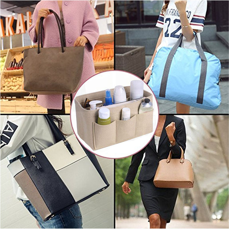 Fashion Women Bag Cosmetic Bags And Make Up Organizer Felt Insert Bag For Handbag Felt Cloth Inner Bag Fits Various Brand Bags