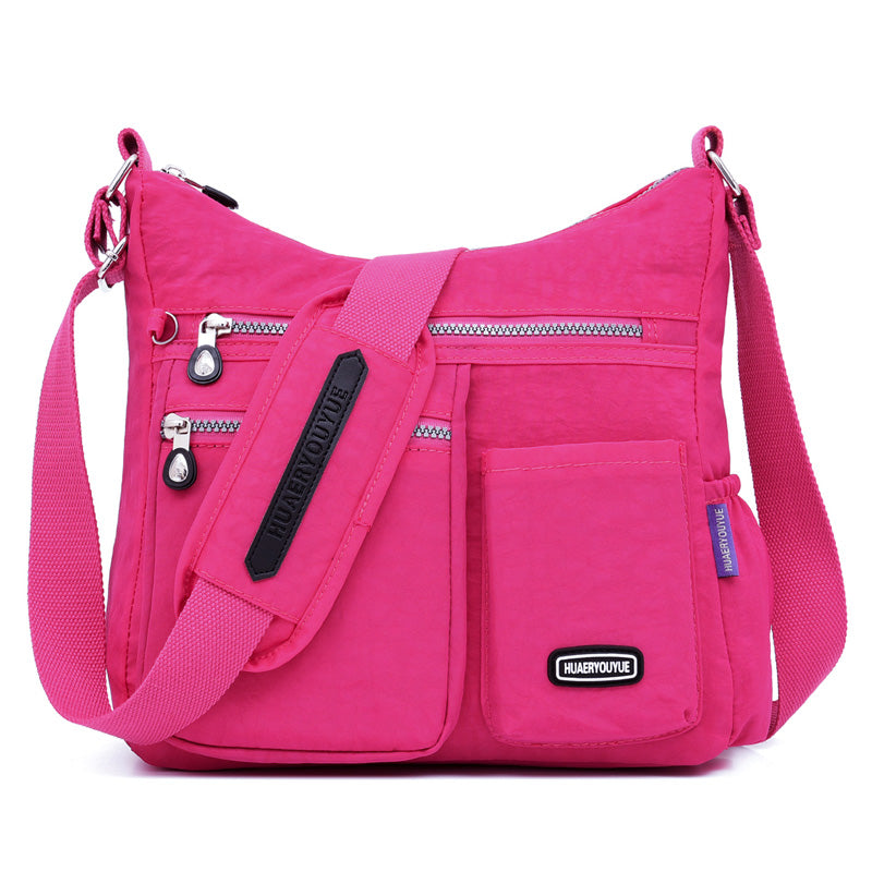 Fashion Women Nylon Shoulder Bags Multi Zipper Pocket  Messenger Bags Waterproof Crossbody Bag Top-Handle Satchel Handbag Tote