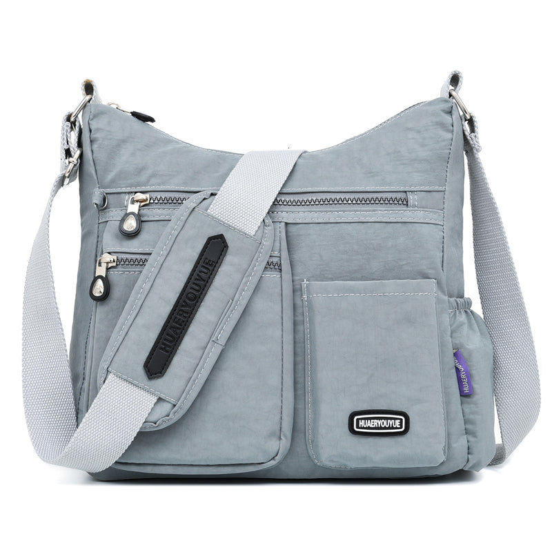 Fashion Women Nylon Shoulder Bags Multi Zipper Pocket  Messenger Bags Waterproof Crossbody Bag Top-Handle Satchel Handbag Tote