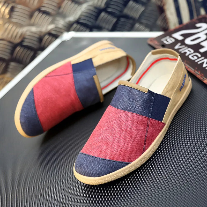 Fichames 2021 New Summer Fashion Splice Color Vulticolor Shoes Men Flat Loafers Casual Shoes 3 Colors