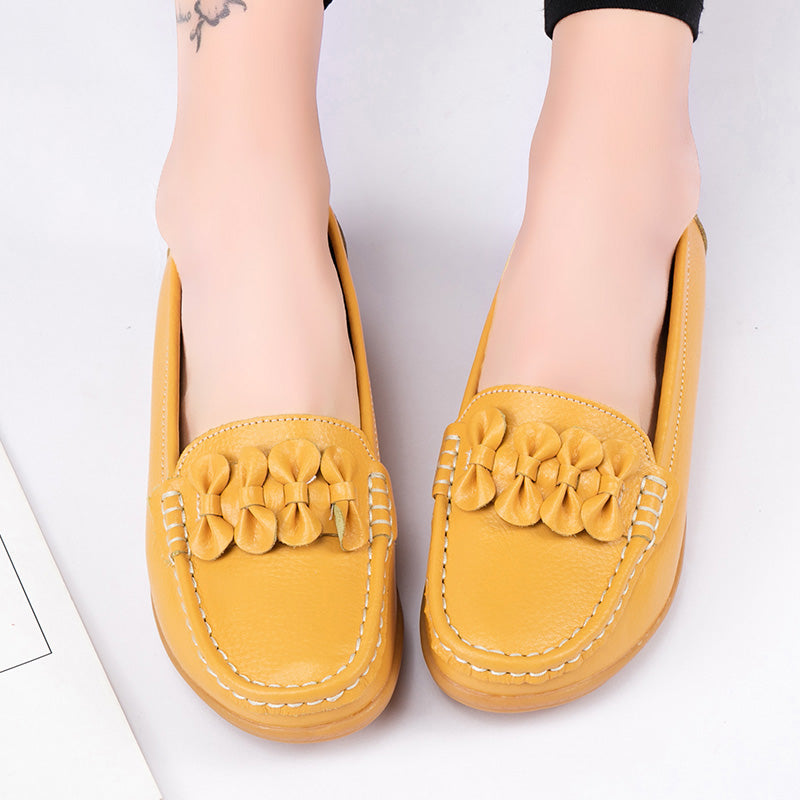 Flats Women Shoes Genuine Leather Ballet Shoes Woman Flats Loafers Moccasins Breathbale Ladies Shoes Plus Size 35-44