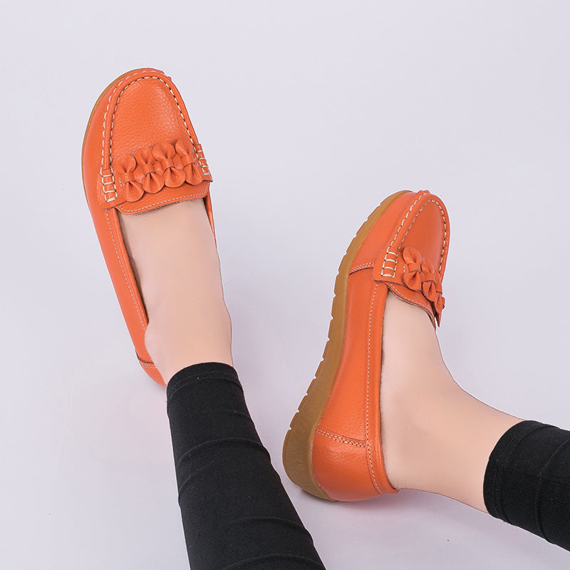 Flats Women Shoes Genuine Leather Ballet Shoes Woman Flats Loafers Moccasins Breathbale Ladies Shoes Plus Size 35-44