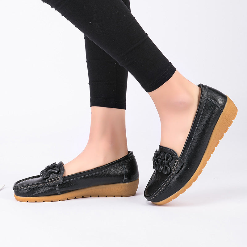 Flats Women Shoes Genuine Leather Ballet Shoes Woman Flats Loafers Moccasins Breathbale Ladies Shoes Plus Size 35-44