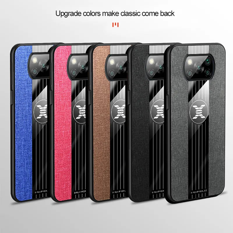 For Poco X3 Case Ring Holder Fabric Texture Hard Glossy Cover Soft Frame Cloth Phone Case For Xiaomi Poco X3 Pro Nfc