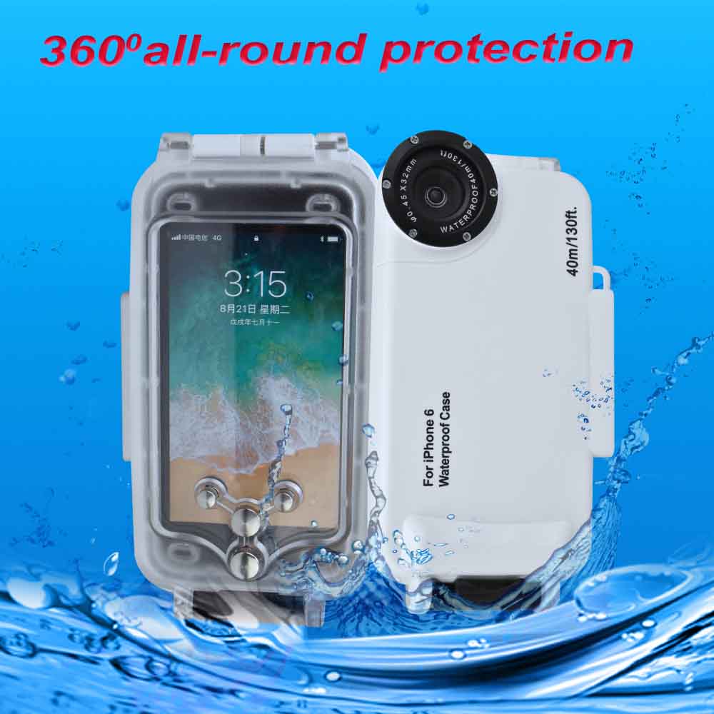 For Iphone 6 6S 7 8 Plus Diving Case Professional [40M/130Ft] Surfing Swimming Snorkeling Photo Video Waterproof Underwater Case