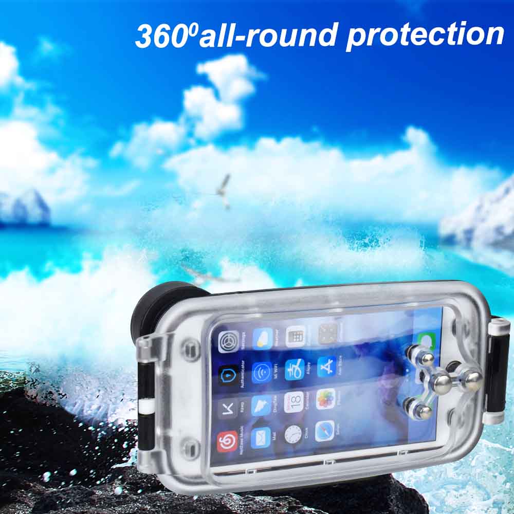 For Iphone 6 6S 7 8 Plus Diving Case Professional [40M/130Ft] Surfing Swimming Snorkeling Photo Video Waterproof Underwater Case