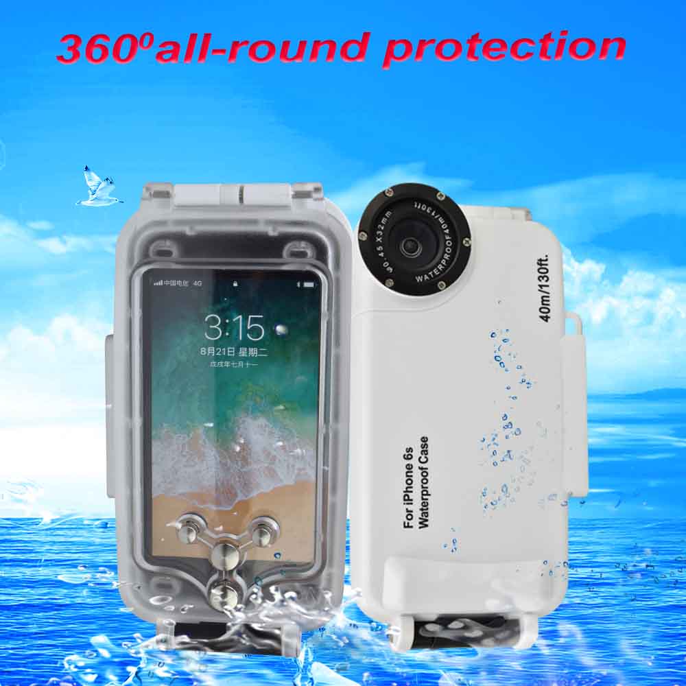 For Iphone 6 6S 7 8 Plus Diving Case Professional [40M/130Ft] Surfing Swimming Snorkeling Photo Video Waterproof Underwater Case