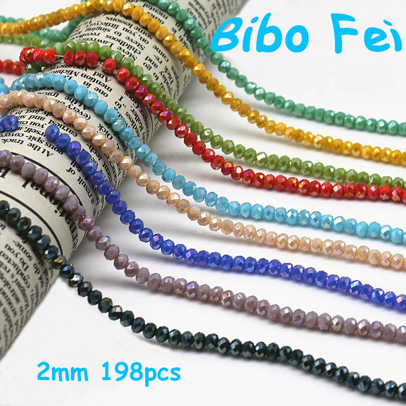 Free Shipping Multi Color 2Mm 198Pcs Bicone Crystal Beads Cut Faceted Round Glass Beads,Bracelet Necklace Jewelry Making Diy