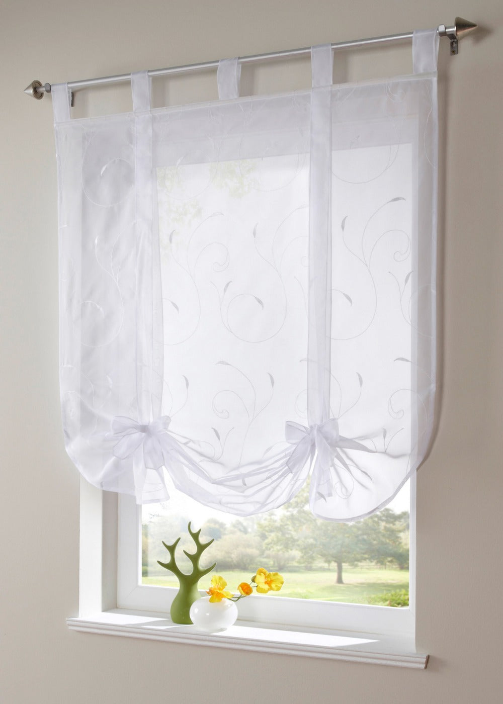 Free Shipping New Arrival Embroidered Tab Top Sheer Kitchen Door  Window Curtain Patchwork Liftering Roman Blinds