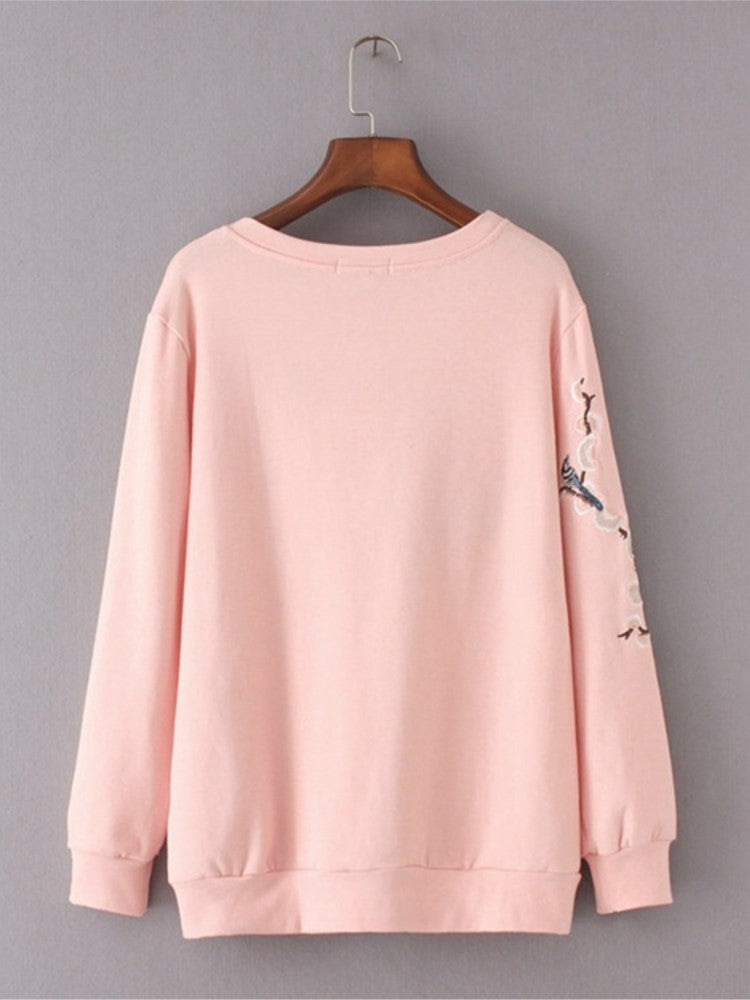 G5 Autumn Women Sweatshirts Ladies Cotton Tops Female Long Sleeve Hoody Embroidery Floral Loose Casual Plus Size Clothing 8801