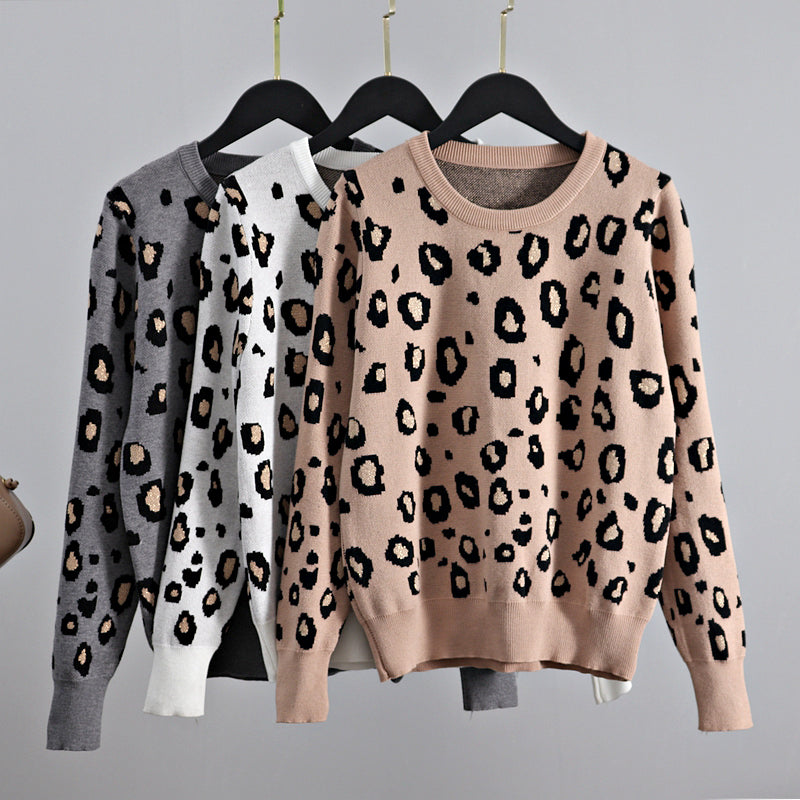 Gigogou Newly Leopard Women O Neck Sweater 2022 Autumn Winter Thick Warm Pullovers Top Soft Female Jumper Knitwear Outfits Pull