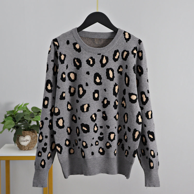 Gigogou Newly Leopard Women O Neck Sweater 2022 Autumn Winter Thick Warm Pullovers Top Soft Female Jumper Knitwear Outfits Pull