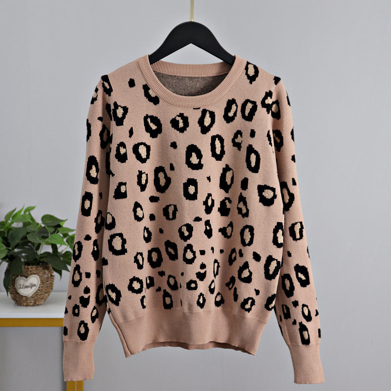 Gigogou Newly Leopard Women O Neck Sweater 2022 Autumn Winter Thick Warm Pullovers Top Soft Female Jumper Knitwear Outfits Pull