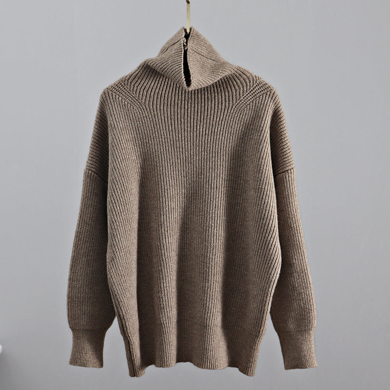 Gigogou Winter Wool Solid Women Knitted Foldover Turtleneck Sweater Throat Soft Female Jumper Cashmere Pullovers Tops