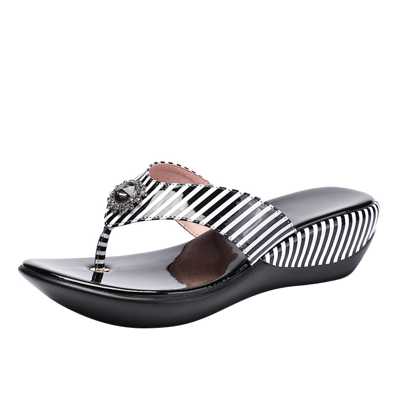 Gktinoo 2023 Summer Platform Flip Flops Fashion Beach Shoes Woman Anti-Slip Genuine Leather Sandals Women Slippers Shoe