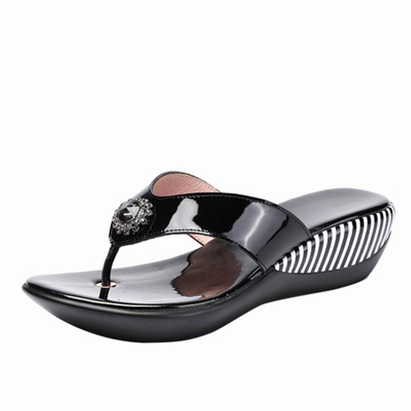 Gktinoo 2023 Summer Platform Flip Flops Fashion Beach Shoes Woman Anti-Slip Genuine Leather Sandals Women Slippers Shoe